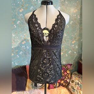 Victoria’s Secret Lace Corset Bustier | Black Sheer Lace Lingerie | Size L